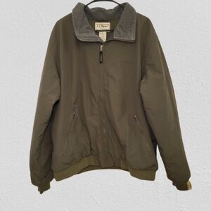 Vintage LL Bean Warm Up‎ Bomber Jacket Mid Weight Fleece Lined Green Men's XL